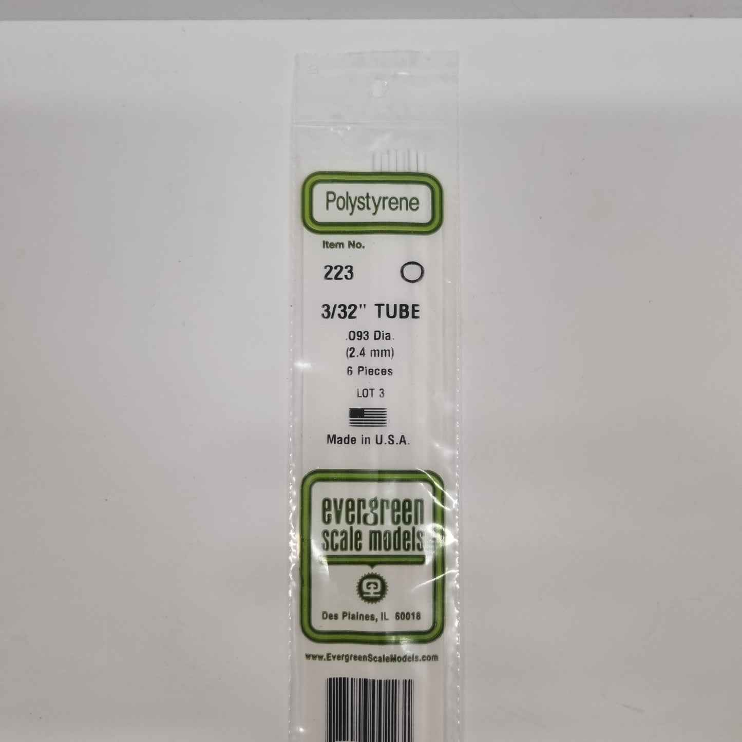 Evergreen 2.4mm Plastic Tube 6pcs (223)