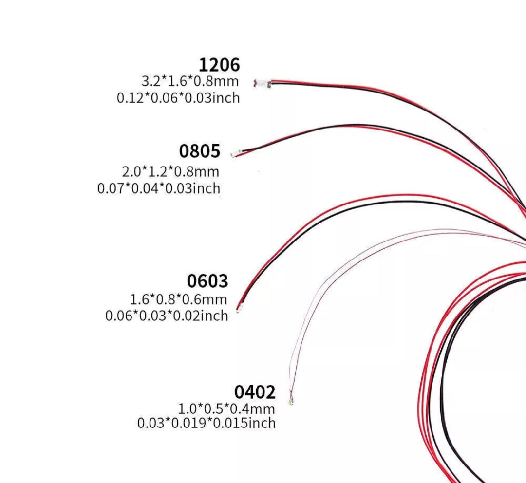 Yellow Pre-Wired 0402 Micro LED pack of 10
