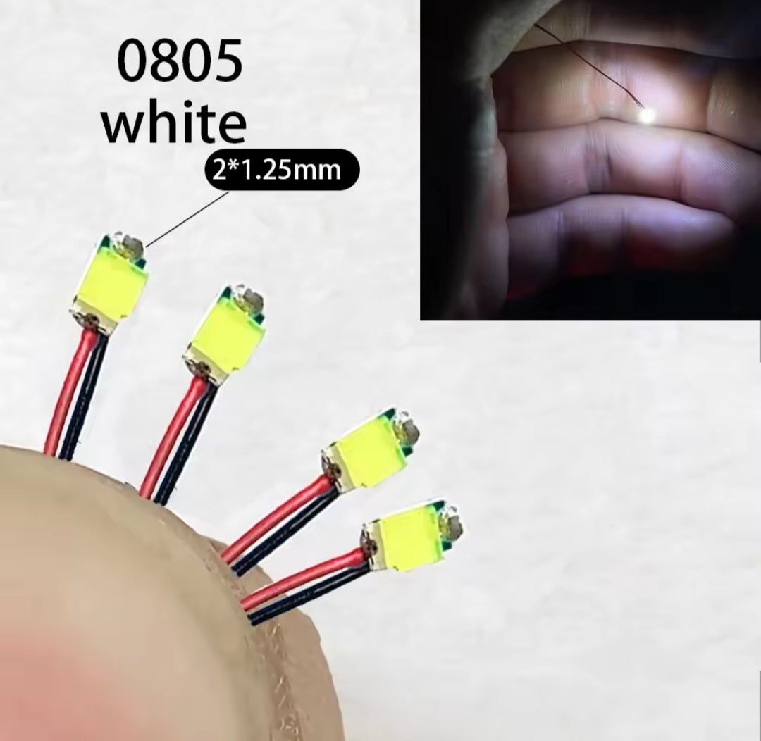 White Pre-Wired 0805 Micro LED pack of 10