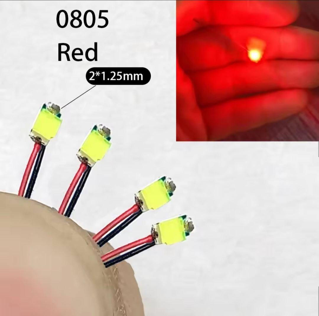 Red Pre-Wired 0805 Micro LED pack of 10
