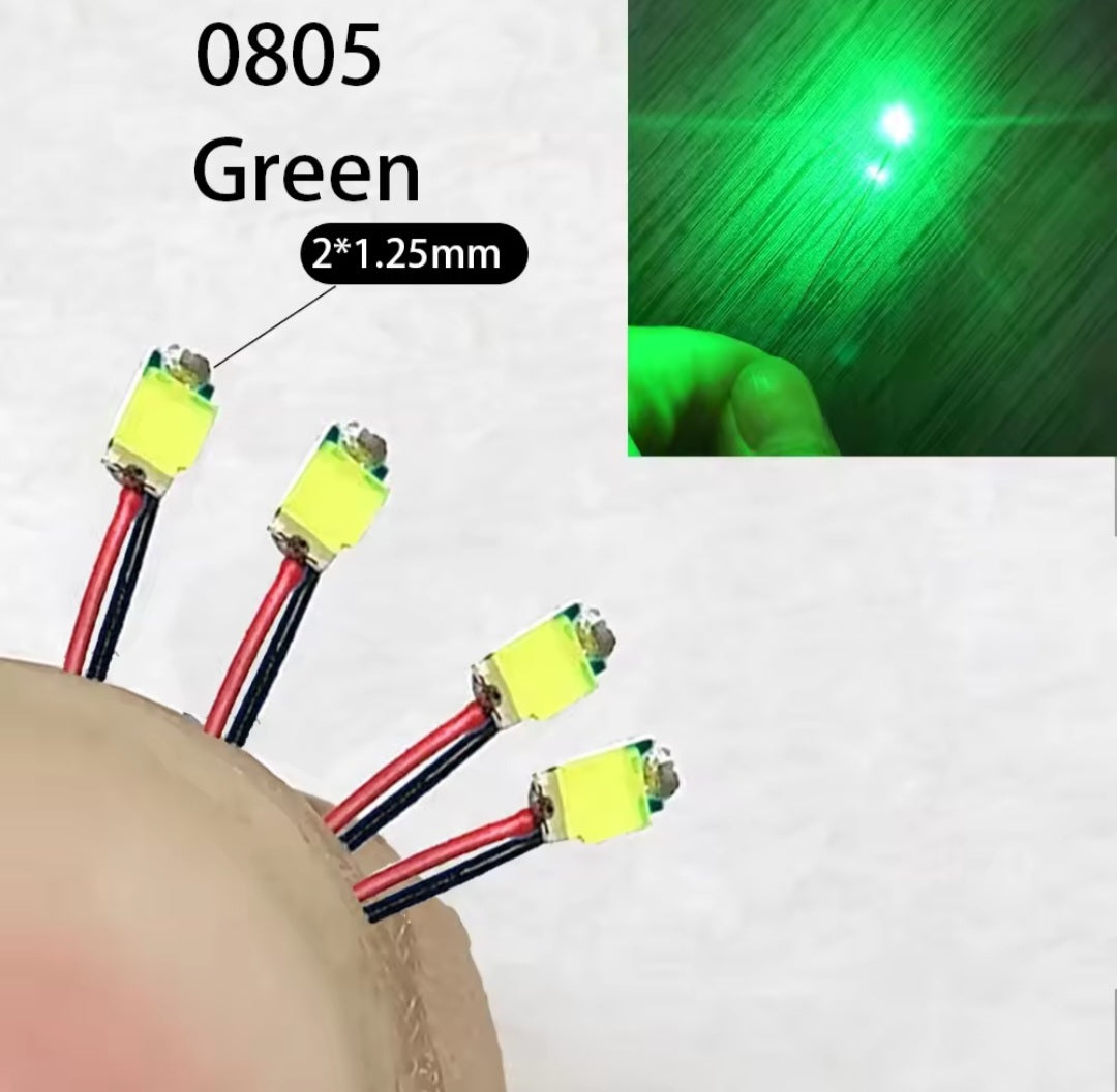 Green Pre-Wired 0805 Micro LED pack of 10
