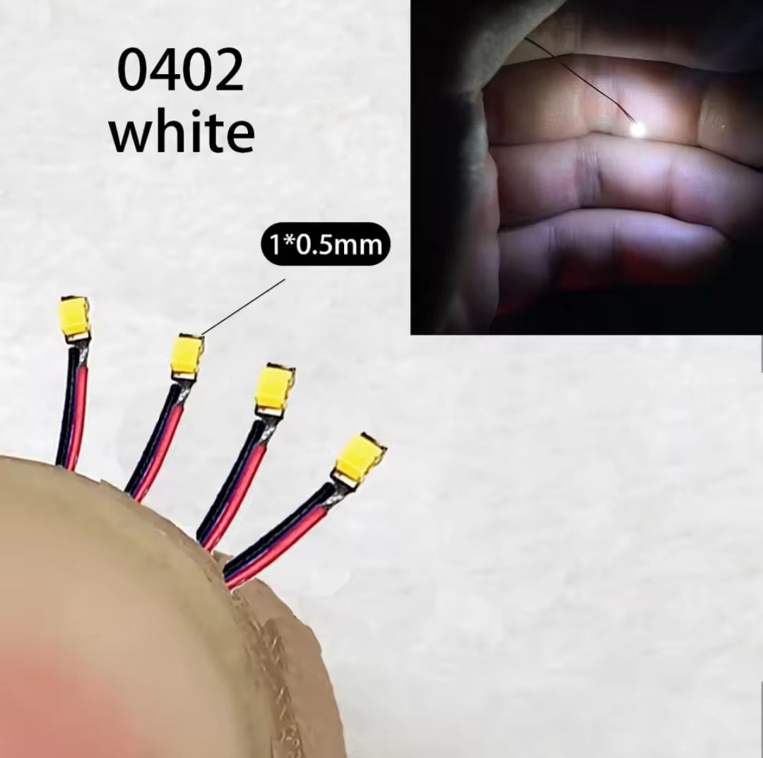 White Pre-Wired 0402 Micro LED pack of 10