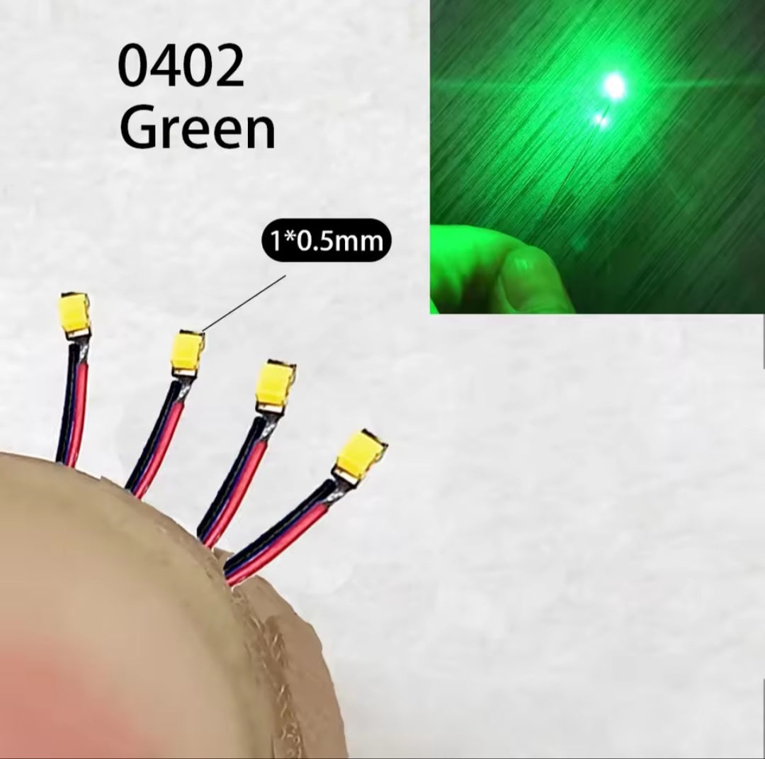 Green Pre-Wired 0402 Micro LED pack of 10