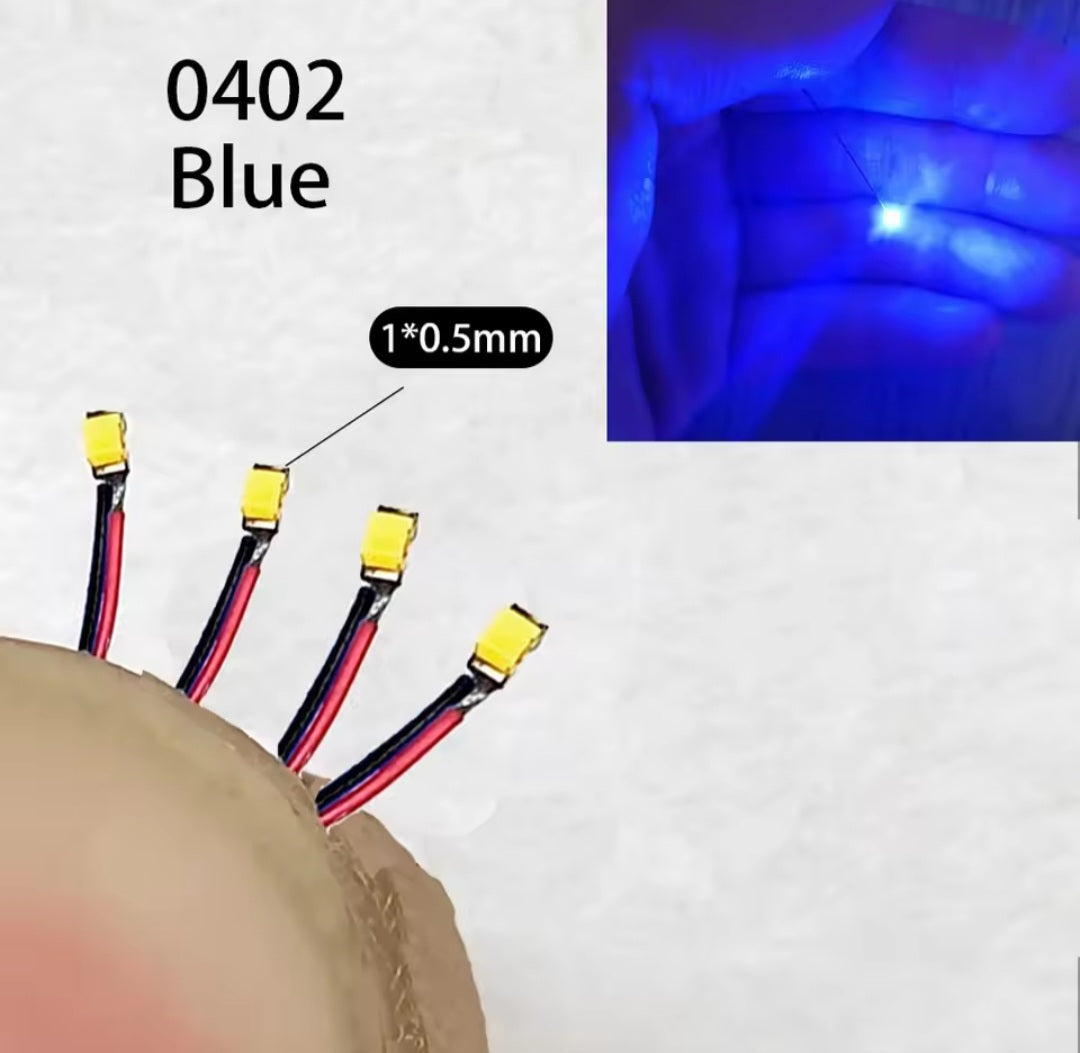 Blue Pre-Wired 0402 Micro LED pack of 10