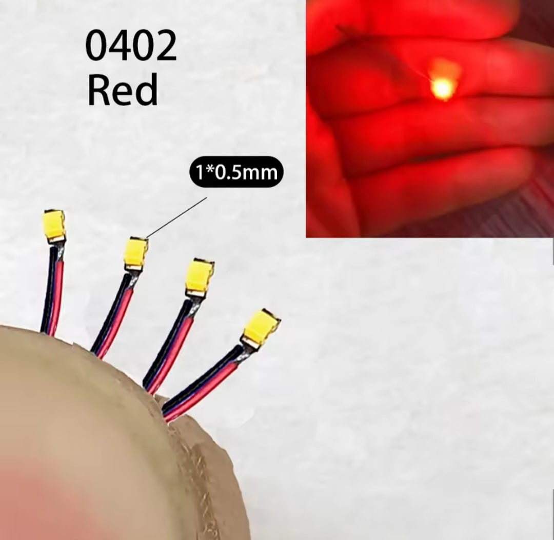 Red Pre-Wired 0402 Micro LED pack of 10