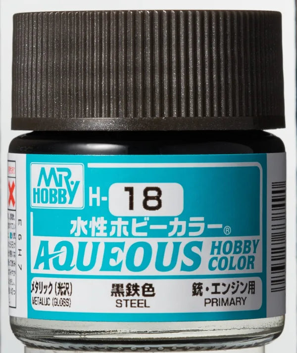 Mr Hobby Aqueous Hobby Colour H-18 Steel Acrylic Paint 10ml