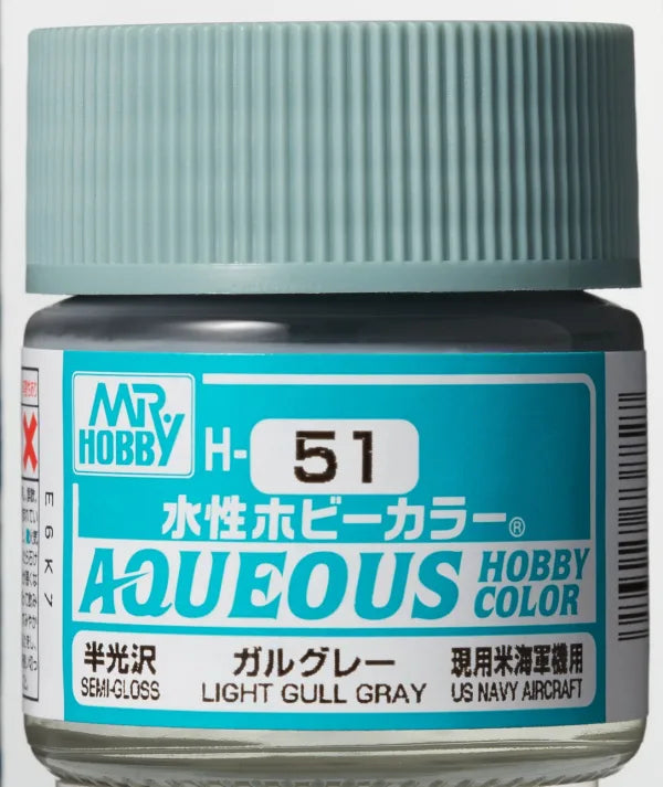 Mr Hobby Aqueous Hobby Colour H-51 Light Gull Gray Semi Gloss Acrylic Paint 10ml