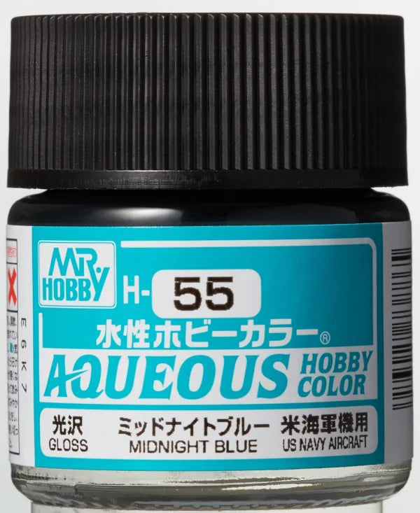 Mr Hobby Aqueous Hobby Colour H-55 Midnight Blue Gloss Acrylic Paint 10ml