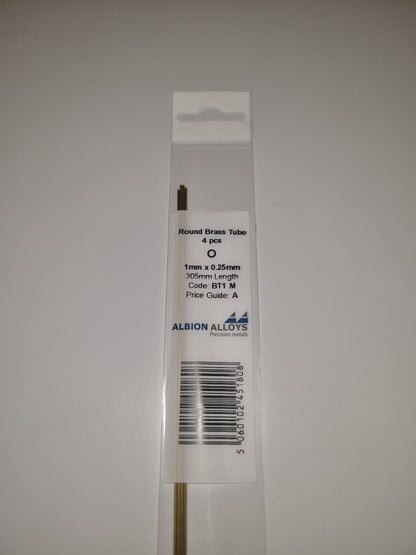 Brass Tube 1mm x 0.25mm x 305mm
