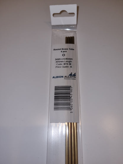 Brass Tube 3mm x 0.45mm x 305mm