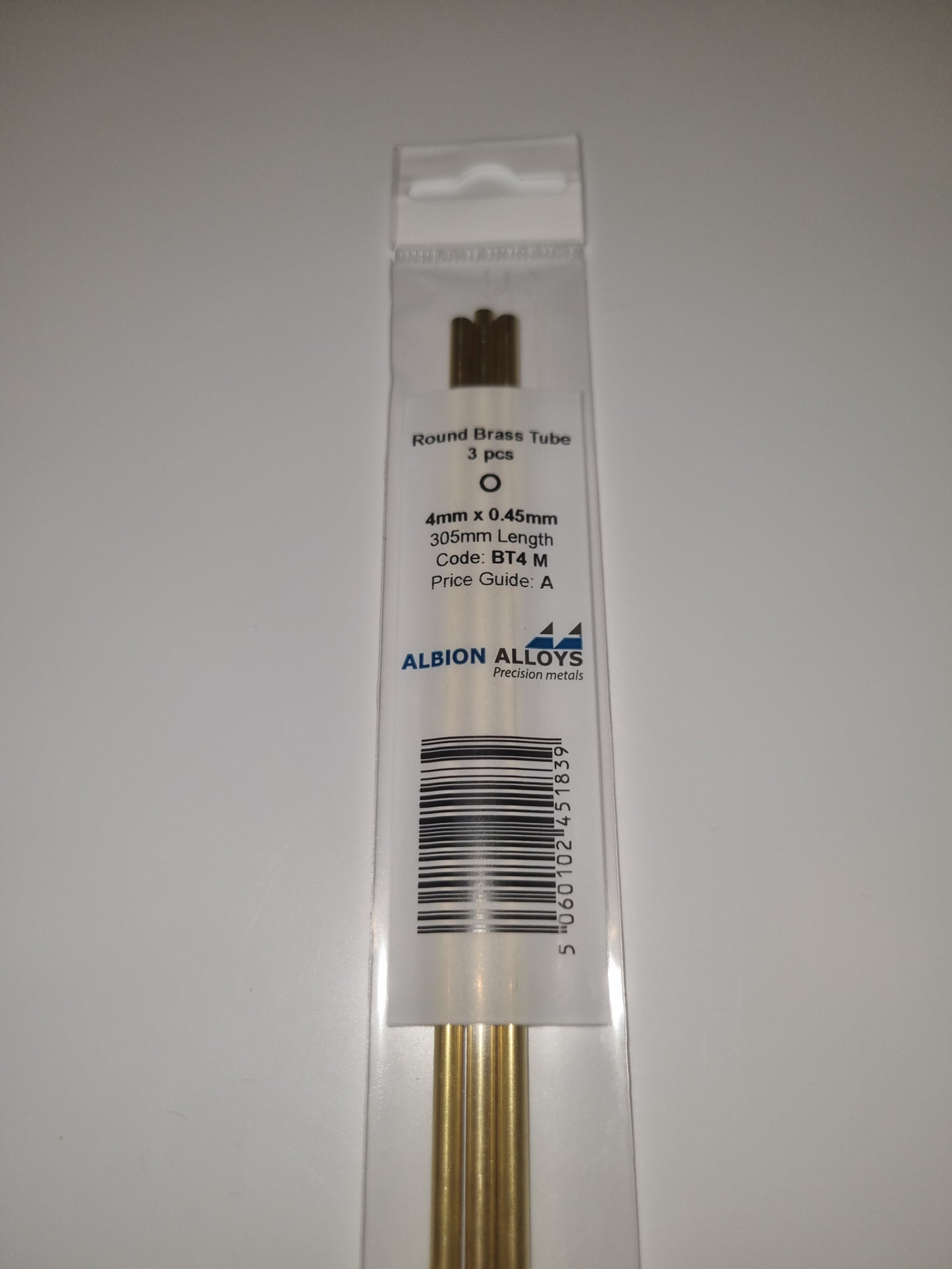 Brass Tube 4mm x 0.45mm x 305mm
