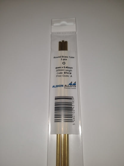 Brass Tube 4mm x 0.45mm x 305mm