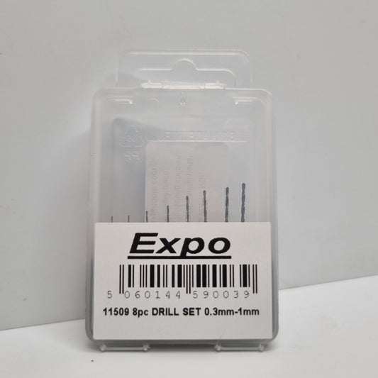 8pc HSS Drill Set 0.3mm - 1mm