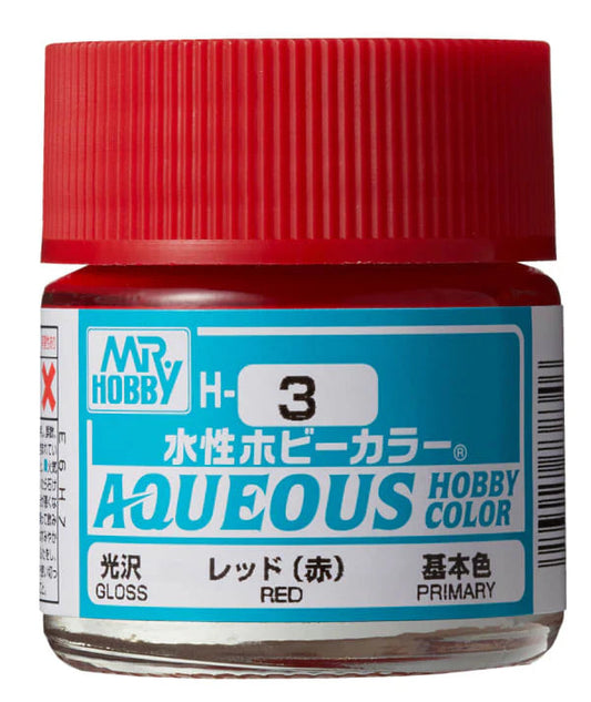 Mr Hobby Aqueous Hobby Colour H-3 Red Gloss Acrylic Paint 10ml