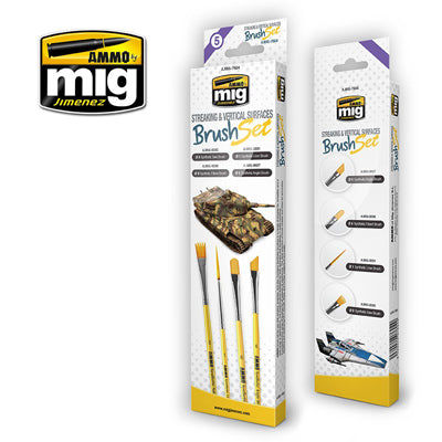 Ammo Mig Streaking & Vertical Surfaces Brush Set