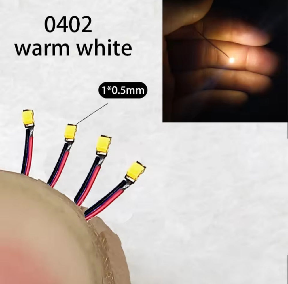 Warm White Pre-Wired 0402 Micro LED pack of 10