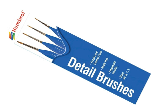 Humbrol Detail Brushes – Sizes 00, 0, 1, 2