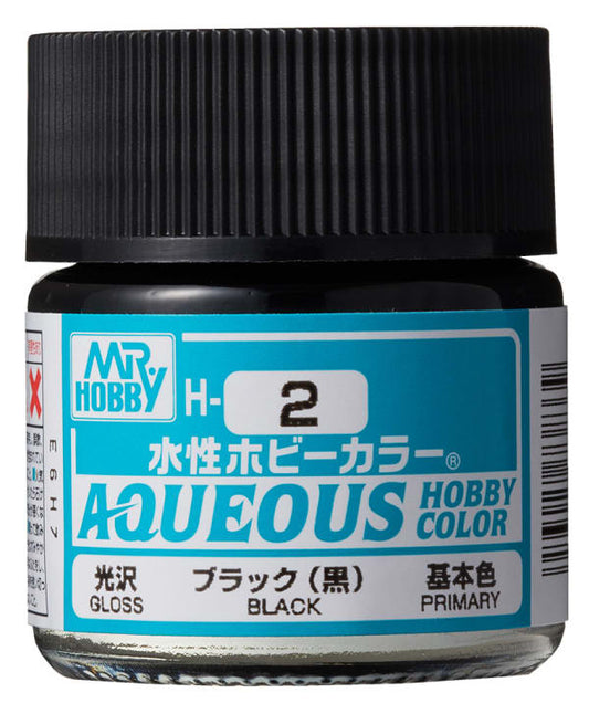 Mr Hobby Aqueous Hobby Colour H-2 Black Gloss Gloss Acrylic Paint 10ml