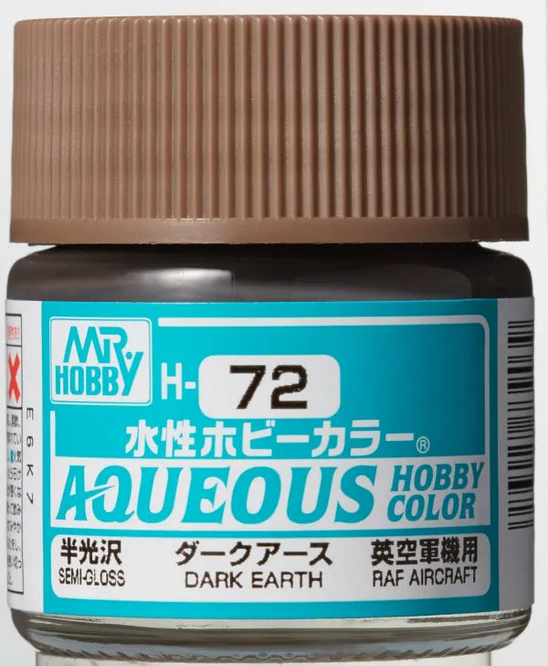 Mr Hobby Aqueous Hobby Colour H-72 Dark Earth Semi Gloss Acrylic Paint 10ml