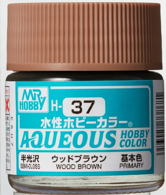Mr Hobby Aqueous Hobby Colour H-37 Wood Brown Semi Gloss Acrylic Paint 10ml