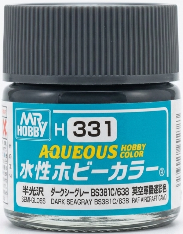 Mr Hobby Aqueous Hobby Colour H-331 Dark Sea Gray Semi-Gloss Acrylic Paint 10ml