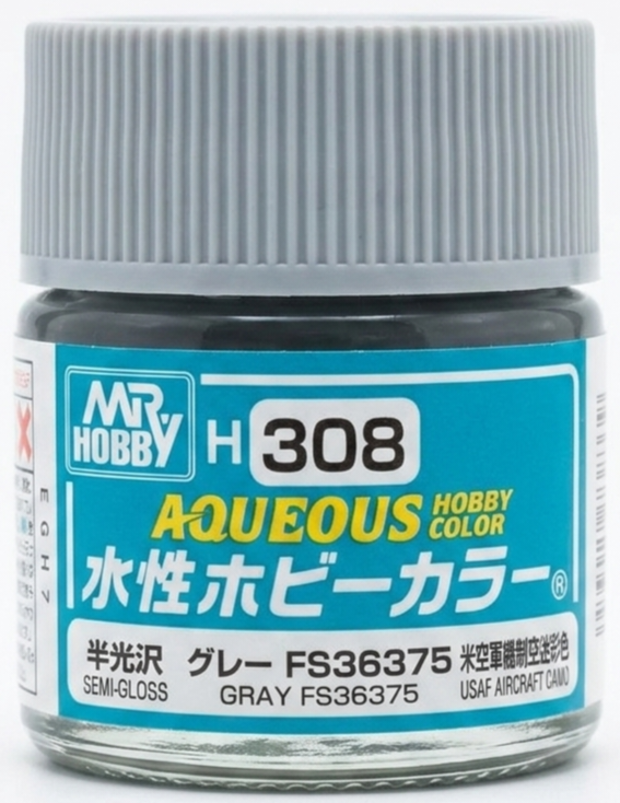 Mr Hobby Aqueous Hobby Colour H-308 Gray Semi-Gloss Acrylic Paint 10ml