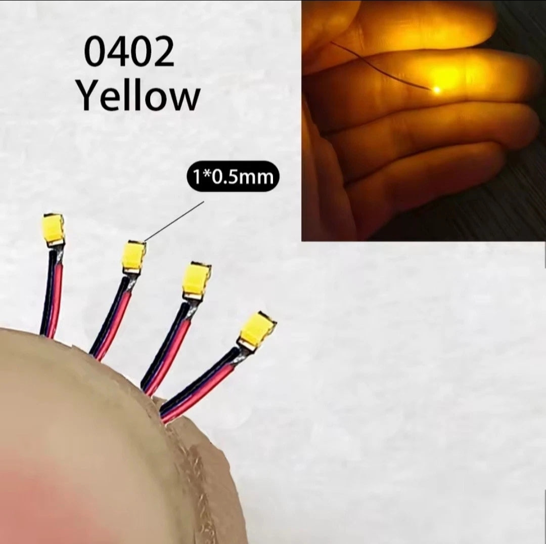 Yellow Pre-Wired 0402 Micro LED pack of 10