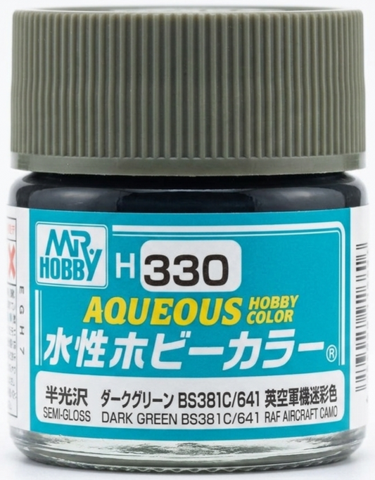Mr Hobby Aqueous Hobby Colour H-330 Dark Green Semi-Gloss Acrylic Paint 10ml